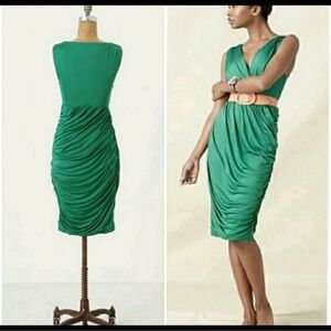 Elegant Deletta Emerald Green Wicklow Silk Sleeveless Dress Small Anthropologie